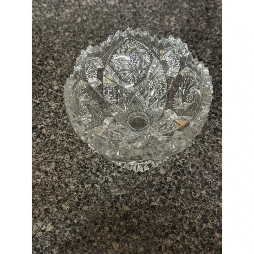 Vintage Imperial Glass NUCUT Whirling Star‎ Footed Jelly Pedestal Bowl